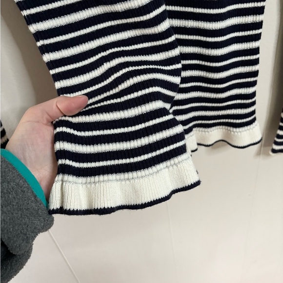 See by Chloe striped navy blue white ruffle knit sweater top size SM - Picture 2 of 7